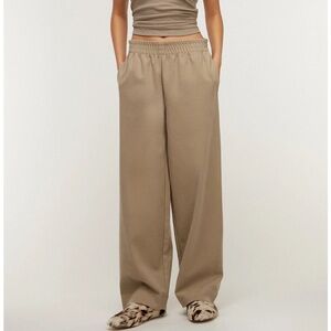 OAK + FORT Tan Wide-Leg Pants